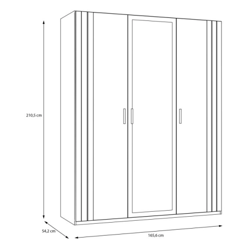 Szafa z lustrem 170 cm Biały/Dąb Riviera